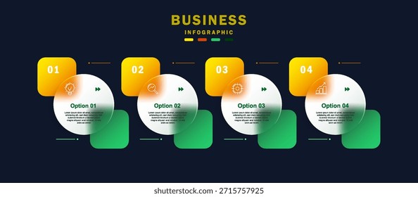 Plantilla de diseño para etiquetas de infografía de Vector con iconos y 4 opciones o pasos. Adecuado para diagramas de procesos, presentaciones, diseños de flujos de trabajo, Anuncios, diagramas de flujo e infografías.