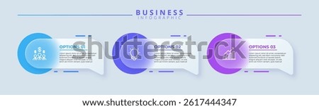 Design template for vector infographic labels with icons and 3 options or steps. Suitable for process diagrams, presentations, workflow layouts, banners, flow charts, and infographics.