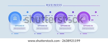 Design template for vector infographic labels with icons and 4 options or steps. Suitable for process diagrams, presentations, workflow layouts, banners, flow charts, and infographics.