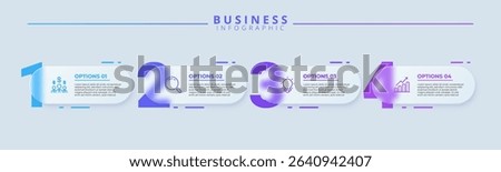 Design template for vector infographic labels with icons and 4 options or steps. Suitable for process diagrams, presentations, workflow layouts, banners, flow charts, and infographics.