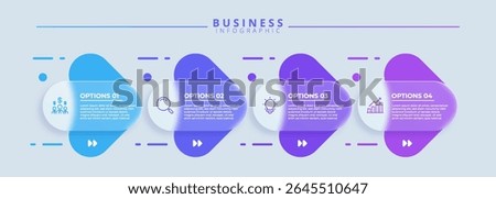 Design template for vector infographic labels with icons and 4 options or steps. Suitable for process diagrams, presentations, workflow layouts, banners, flow charts, and infographics.