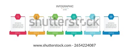 Design template for vector infographic labels with icons and 6 options or steps.