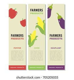 Design template of a vegetable vertical flyers 2. Vector illustration on white background.