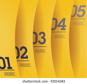 Design template - vertical yellow cutout curvy lines / graphic or website layout vector