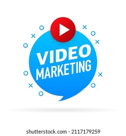 Plantilla de diseño con marketing de vídeo. Icono del vector. Cartel para el diseño publicitario de marketing. Marketing social digital