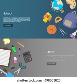Design template web banners for office and school. Vector illustration.
