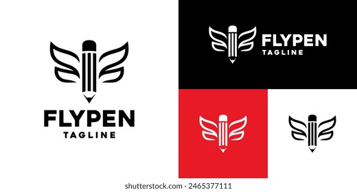 Design template of a winged pencil logo.
Write, study, fly, writer.
Icon symbol, vector EPS 10.