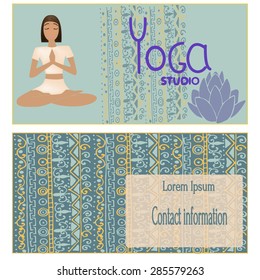 Design template for yoga studio business card, vector illustration