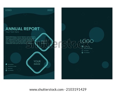 design templates. annual report template with dark green color, cover template ( if you want to resize the image frame, make sure EXPAND the STROKE so that there is no gap between the two frames)