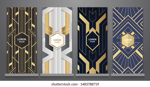 Design templates Art deco booklets set on the shelf. collection for packaging,design of luxury products. vector illustration.