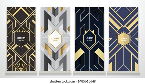 Design templates Art deco booklets set on the shelf. collection for packaging,design of luxury products. vector illustration.