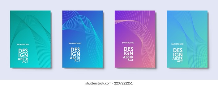 Design templates of bright color. Abstract background with wave line. Gradient texture for digital concept cover design.