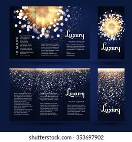 Design Templates Collection for Banners, Flyers, Placards and Posters. Fireworks Design. Shining Banners Set. Vector illustration