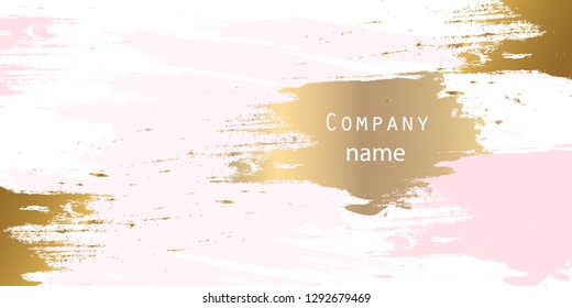 design templates for company. Invitations to a company event. Posters. Banners. Can be used in perfumery, cosmetic and fashion business. Pastel colors and gold brush strokes. - Vector