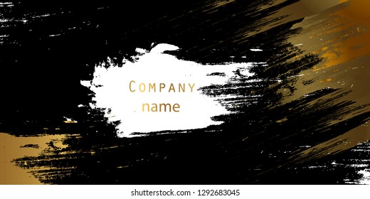 design templates for company. Invitations to a company event. Posters. Banners. Seamless pattern. Gold and white brush strokes on black background. Abstract vector background. - Vector