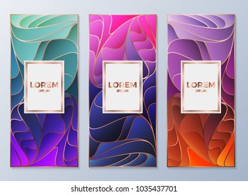 Design templates for flyers, booklets, greeting cards, invitations, packaging and advertising. Vector set packaging templates in art deco style for luxury products. Vector illustration eps10.
