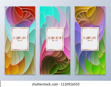 Design templates for flyers, booklets, greeting cards, invitations, packaging and advertising. Vector set packaging templates in art deco style for luxury products. Vector illustration eps10.