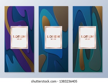 Design templates for flyers, booklets, greeting cards, invitations, packaging and advertising. Vector set packaging templates in paper cut style for luxury products. Vector illustration eps10.