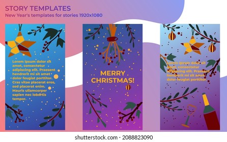 Design templates network for New Year stories in social networks size 1920x1080