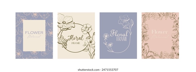 Plantillas de diseño y patrón sin fisuras en estilo moderno simple con espacio de copia para texto, flores dibujadas a mano y hojas - historias de redes sociales, fondos y marcos de invitación de boda, Fondos de pantalla.