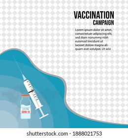 Design Templates For Social Media, Campaigns Using Vaccines Around The World, Bottles And Syringes, Vector Illustration