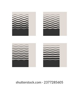 Design templates with wavy element. Square vector design print with copy space for text. Abstract background for banner and media promotional content.