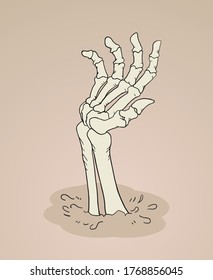Design of terrifying skeleton hand draw