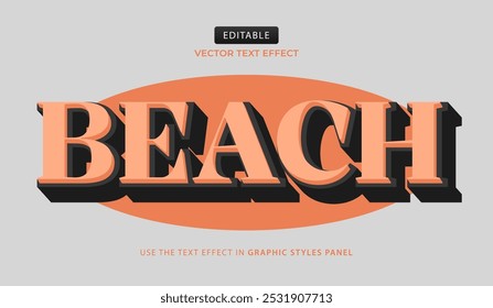 Design text effect, beach text vector illustration