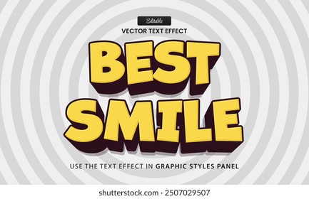 Efecto de texto de diseño, mejor sonrisa 3d Ilustración vectorial de dibujos animados