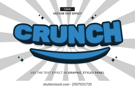 Design text effect, Crunch 3d cartoon vector illustration