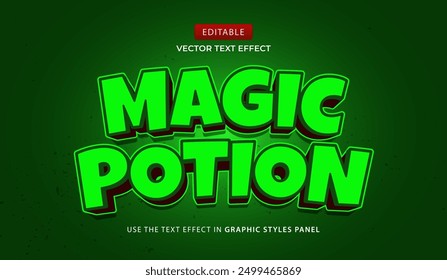 Design text effect happy, magic potion 3d cartoon vector illustration