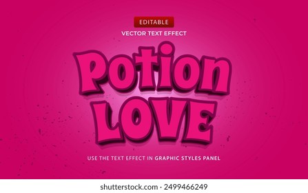 Design text effect happy, potion love 3d cartoon vector illustration