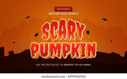 Design text effect happy, school pumpkin 3d vector illustration