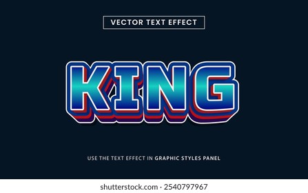 Design text effect, king 3d bold with halftone effect
