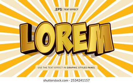 Efeito de texto de design, lorem 3d desenho animado vetor ilustração