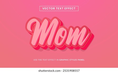 Design text effect, mom text vector illustration