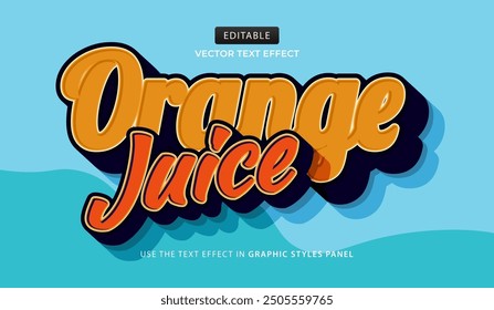 Design text effect, orange juice 3d cartoon text vector illustration