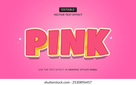 Design text effect, Pink 3d cartoon vector illustration