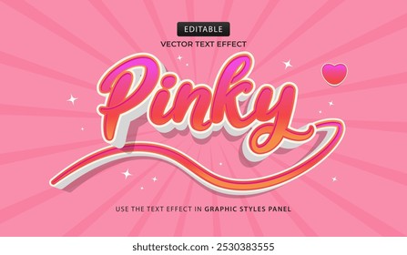 Design text effect, Pinky 3d cartoon vector illustration