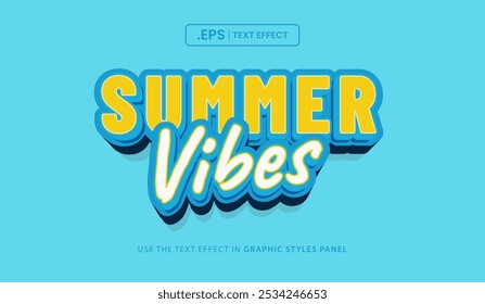 Design text effect, summer vibes 3d concept