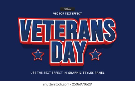 Design-Texteffekt, Veteranen Tag 3D Vektorgrafik