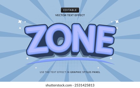 Design text effect, Zone 3d cartoon vector illustration