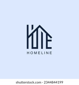 Design text home line style. Vector illustration.