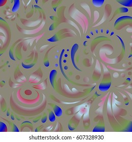 Design for the text, invitation cards, various printing editions. Seamless pattern with multicolored elements on a beige background. A vector multicolored ornament in east style.