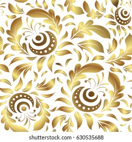 Design for the text, invitation cards, various printing editions. Seamless pattern with golden elements on a white background. A vector golden ornament in east style.