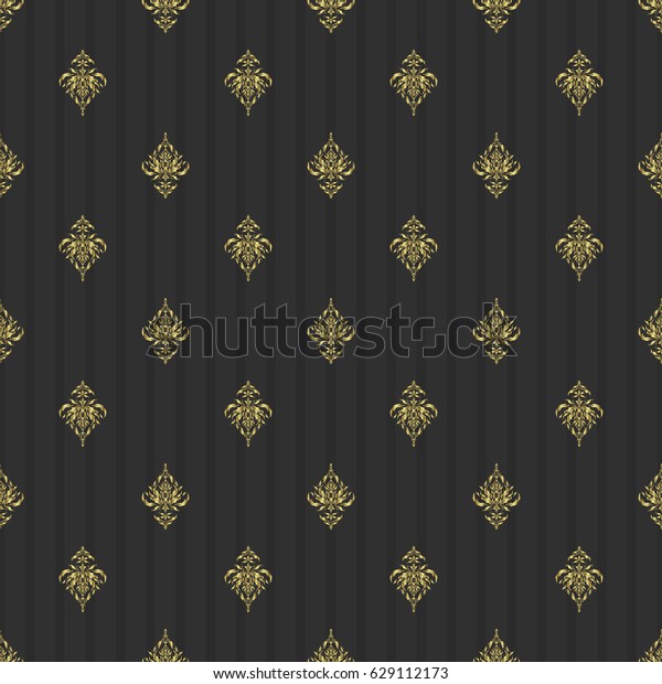 Design for the text, invitation\
cards, various printing editions. Seamless pattern with golden\
elements on a gray background. A vector golden ornament in east\
style.