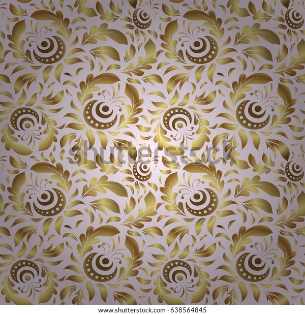 Design for the text, invitation\
cards, various printing editions. Seamless pattern with golden\
elements on a beige background. A vector golden ornament in east\
style.