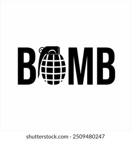 Design do logotipo de texto "Bomba" com ilustração granada na letra O.