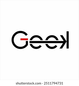 Desenhe o logotipo de texto "Geek" com uma seta na letra E.