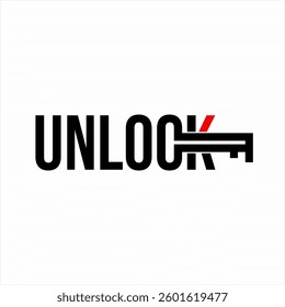 Design the text logo "Unlock" with a lock symbol on the letter C.